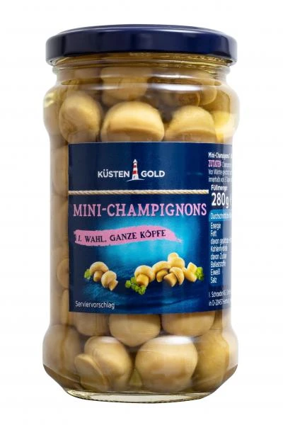 Küstengold Mini-Champignons Ganze Köpfe 1. Wahl 3 Küstengold Mini-Champignons Ganze Köpfe 1. Wahl