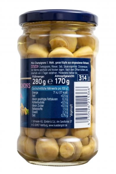 Küstengold Mini-Champignons Ganze Köpfe 1. Wahl 4 Küstengold Mini-Champignons Ganze Köpfe 1. Wahl – Bild 2