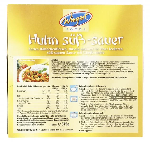 Wingert Foods Huhn Süß-sauer 4 Wingert Foods Huhn Süß-sauer – Bild 2