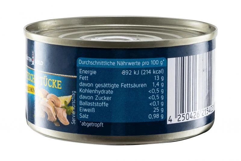 Küstengold Thunfisch-Stücke In Sonnenblumenöl 4 Küstengold Thunfisch-Stücke In Sonnenblumenöl – Bild 2