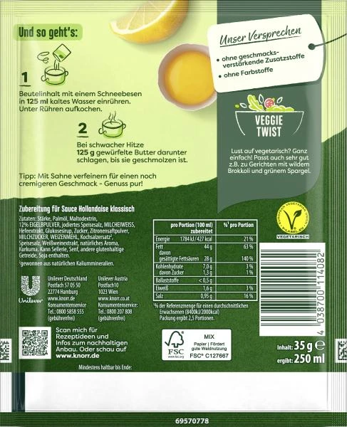 Knorr Feinschmecker Sauce Hollandaise Klassisch 4 Knorr Feinschmecker Sauce Hollandaise Klassisch – Bild 2