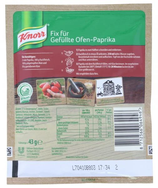 Knorr Fix Für Gefüllte Ofen-Paprika 3 Knorr Fix Für Gefüllte Ofen-Paprika – Bild 2