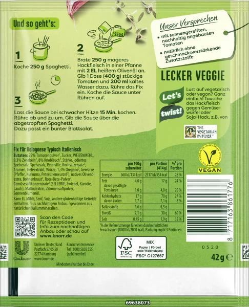 Knorr Fix Bolognese Typisch Italienisch 4 Knorr Fix Bolognese Typisch Italienisch – Bild 2